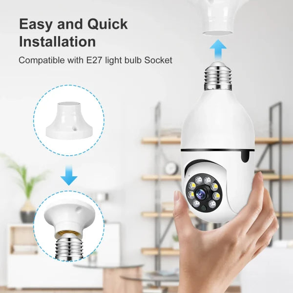 Speed-x Bulb Camera 1080p Wifi 360 Degree Panoramic Night Vision Two-way Audio Motion Detection