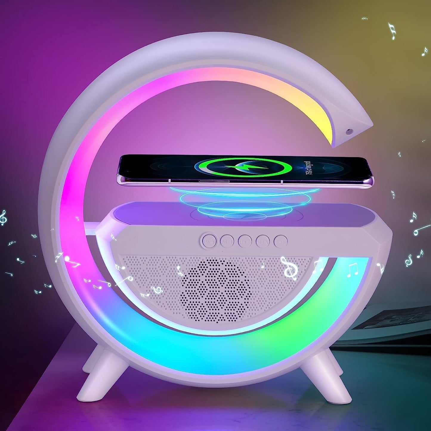 G Shaped Rgb Light Table Lamp With Wireless Charger.