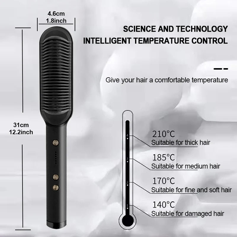 Hair Straightener Brush Set Comb Hair Curly Detangling Brush Professional Multifunctional 2 In 1 Fast Heating Anti-Scald Styler Tools