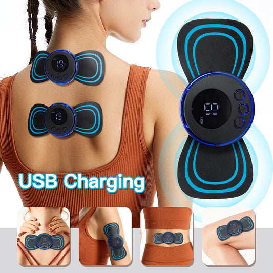 EMS Butterfly Neck Rechargeable Massager Electric Neck Massage EMS Cervical Vertebra Massage Patch for Muscle Pain Relief