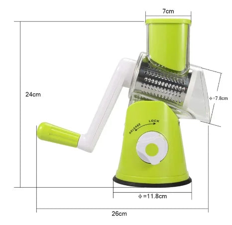 Tabletop Drum Grater Manual Rotary Vegetable Slicer Cutter Kitchen Vegetable Cheese Grater Chopper with 3 Sharp Stainless Steel Drums